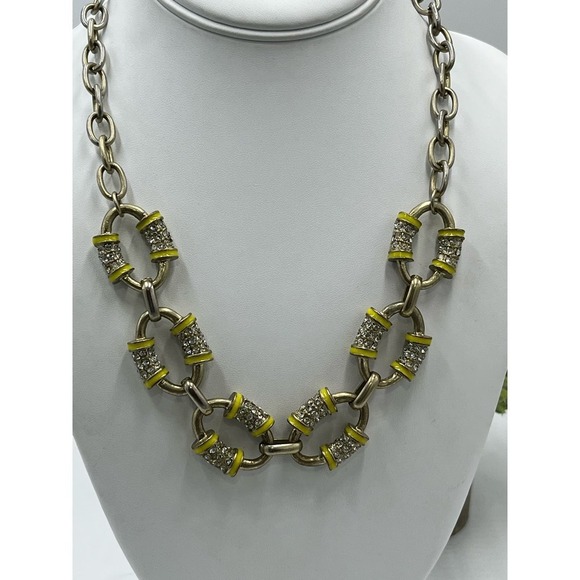J. Crew Gold Tone Yellow Enamel Pave Rhinestone Long Necklace - Picture 2 of 12